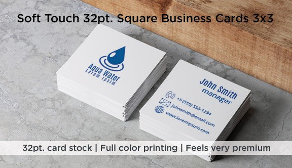 Soft Touch 32pt. Square Business Cards 3x3