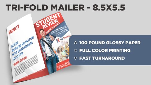 Tri-Fold Direct Mail Postcard - 8.5x16.5 to 8.5x5.5