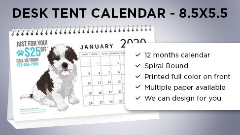 12 Month Desk Tent Calendar - 8.5x5.5