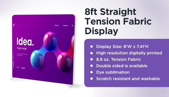 8ft Straight Tension Fabric Display