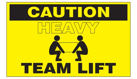 Caution Heavy Team Lift Labels - 3x5