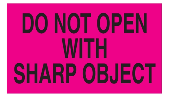 Do Not Open With Sharp Object Labels - 3x5
