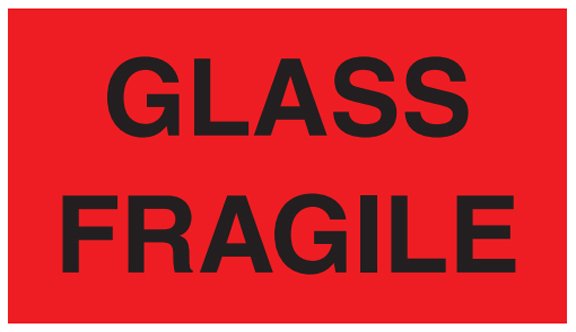 Glass Fragile Labels - 3x5