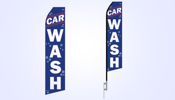 Blue Car Wash Econo Stock Flag - 16ft.